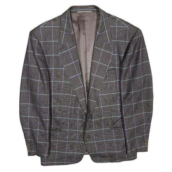 Vintage Windsor 100% Cashmere Blazer Glen Check Sport Coat Brown 42R - Picture 1 of 12